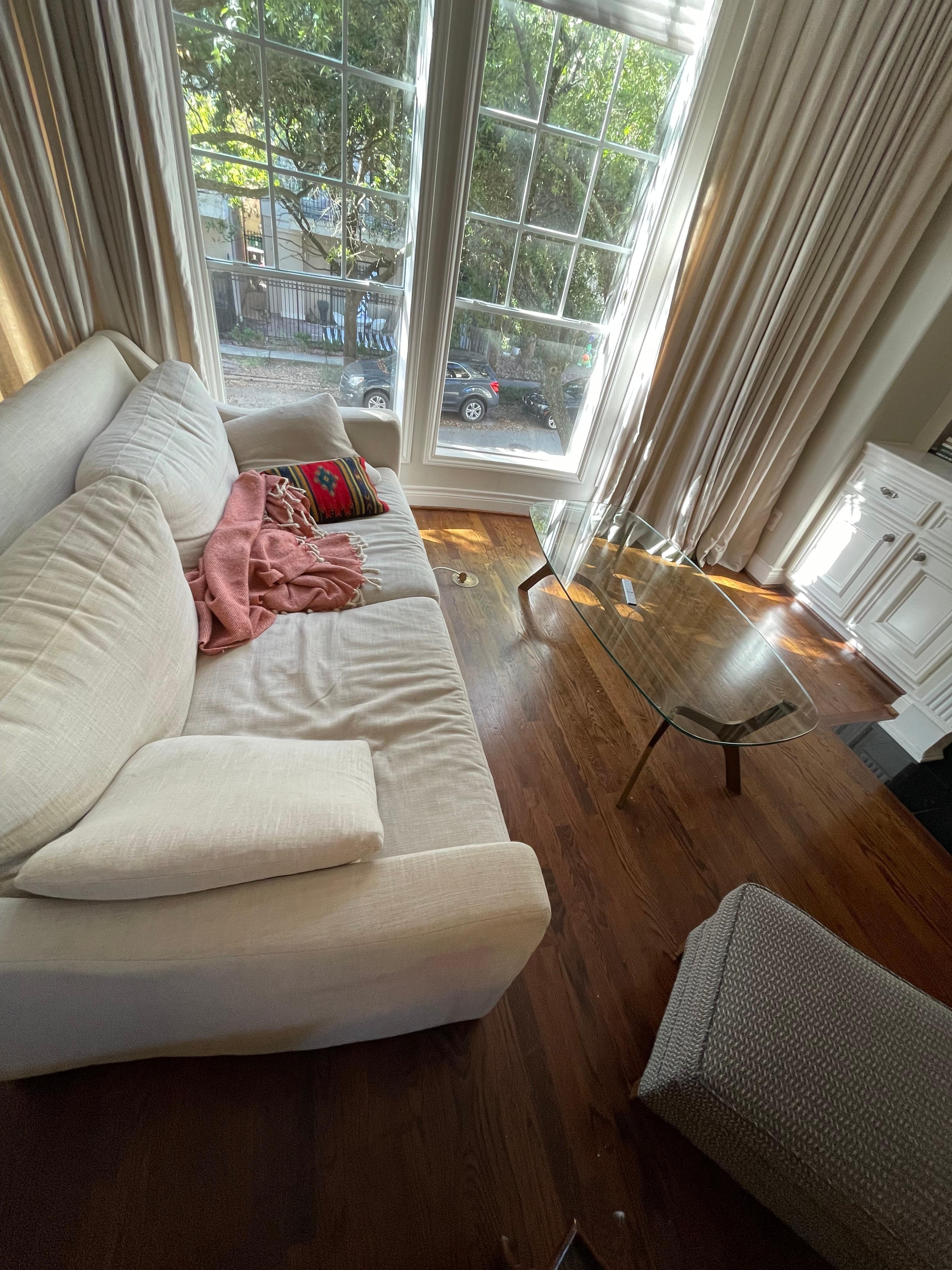 Accurate living room picture with nice windows 