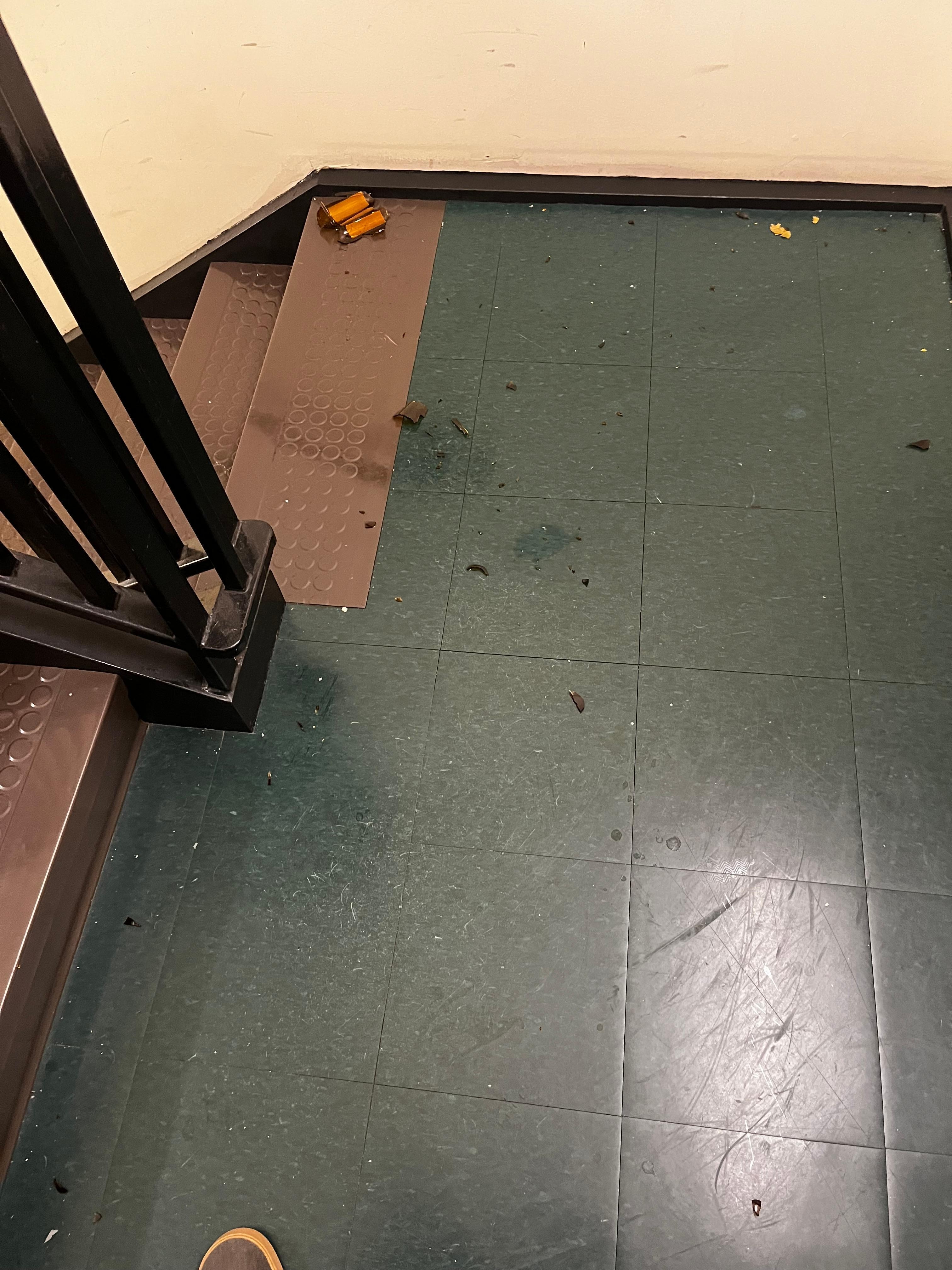 Broken beer bottle from the weeding the night before! 