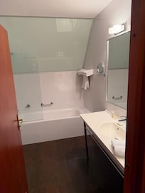 Shower can be a bit awkward if you’re tall, but otherwise nice