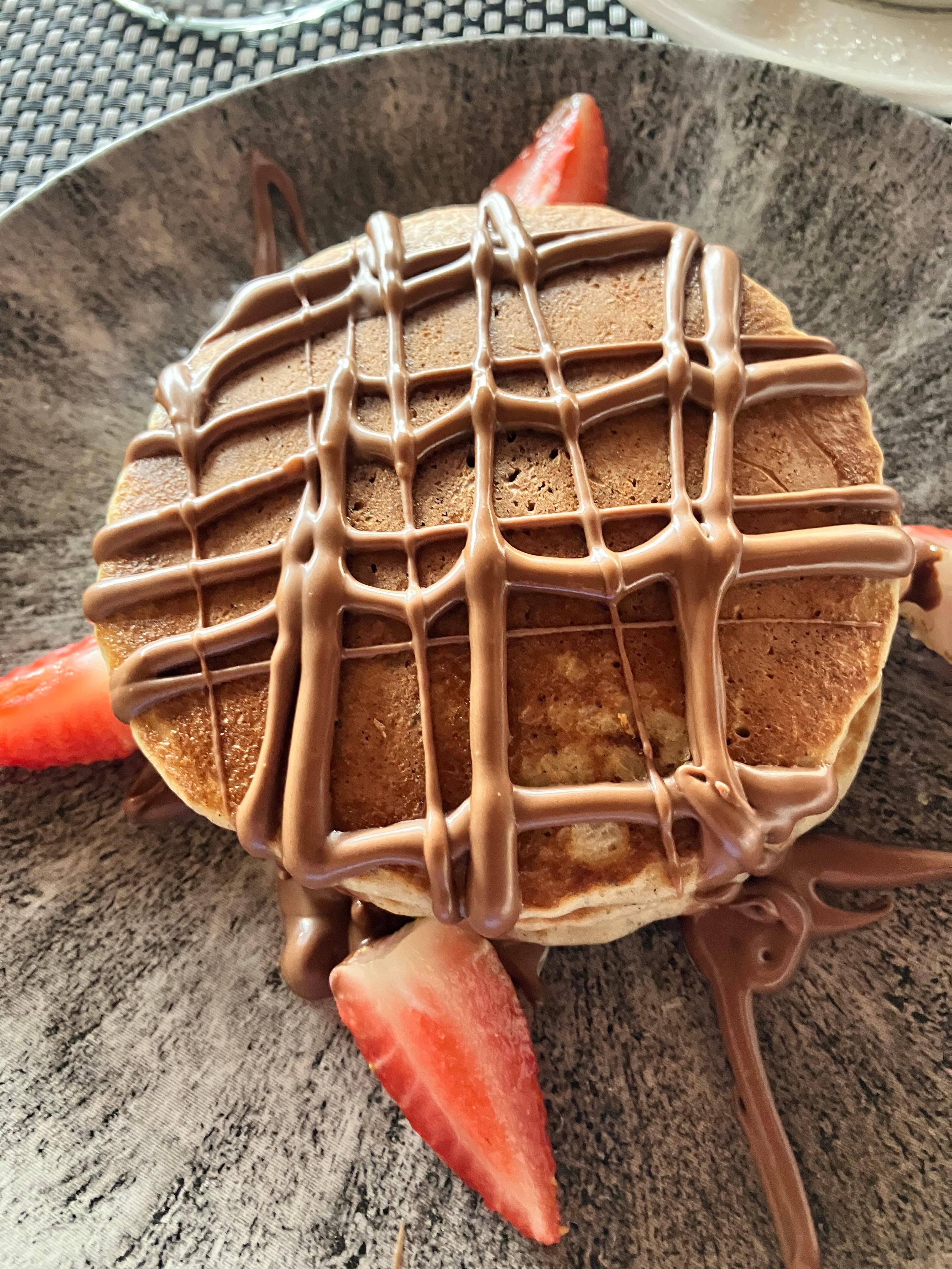 Pancakes with Nutella and strawberries at the Sky Bar