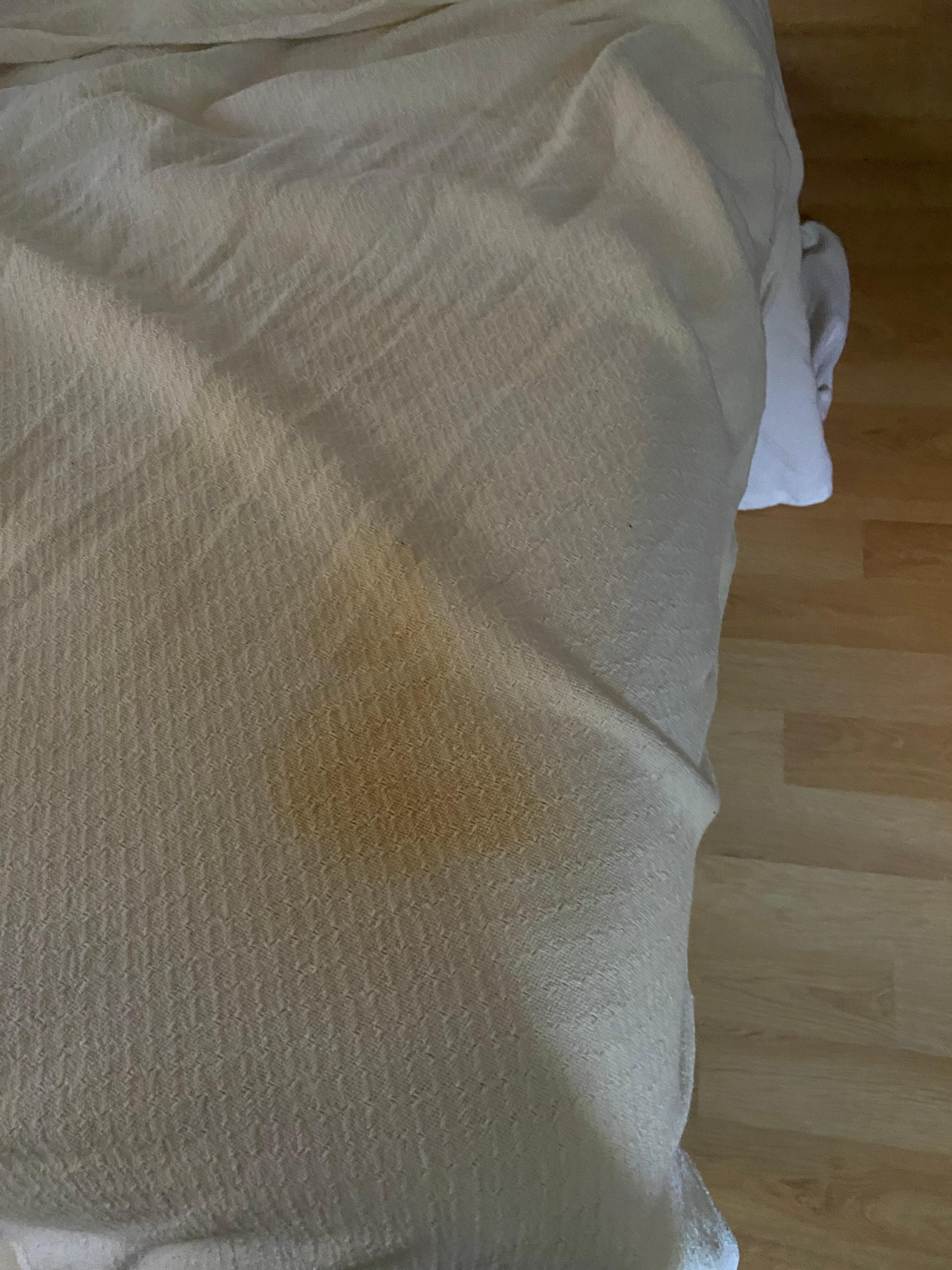 Dirty stained bedding 