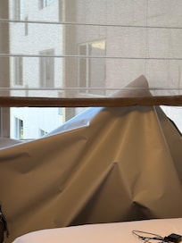 2nd night, entire drape fell down during the night. 2nd repair man with a second man came to “fix” it.
3rd night, it fell again. That day another repair man can. Seemed to fix it. It still couldn’t be moved up or down, but at least it stayed up.