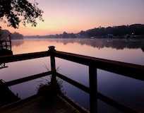 I woke before sunrise to a beautiful lake experience from the lovely dock/deck. So quiet and beautiful!