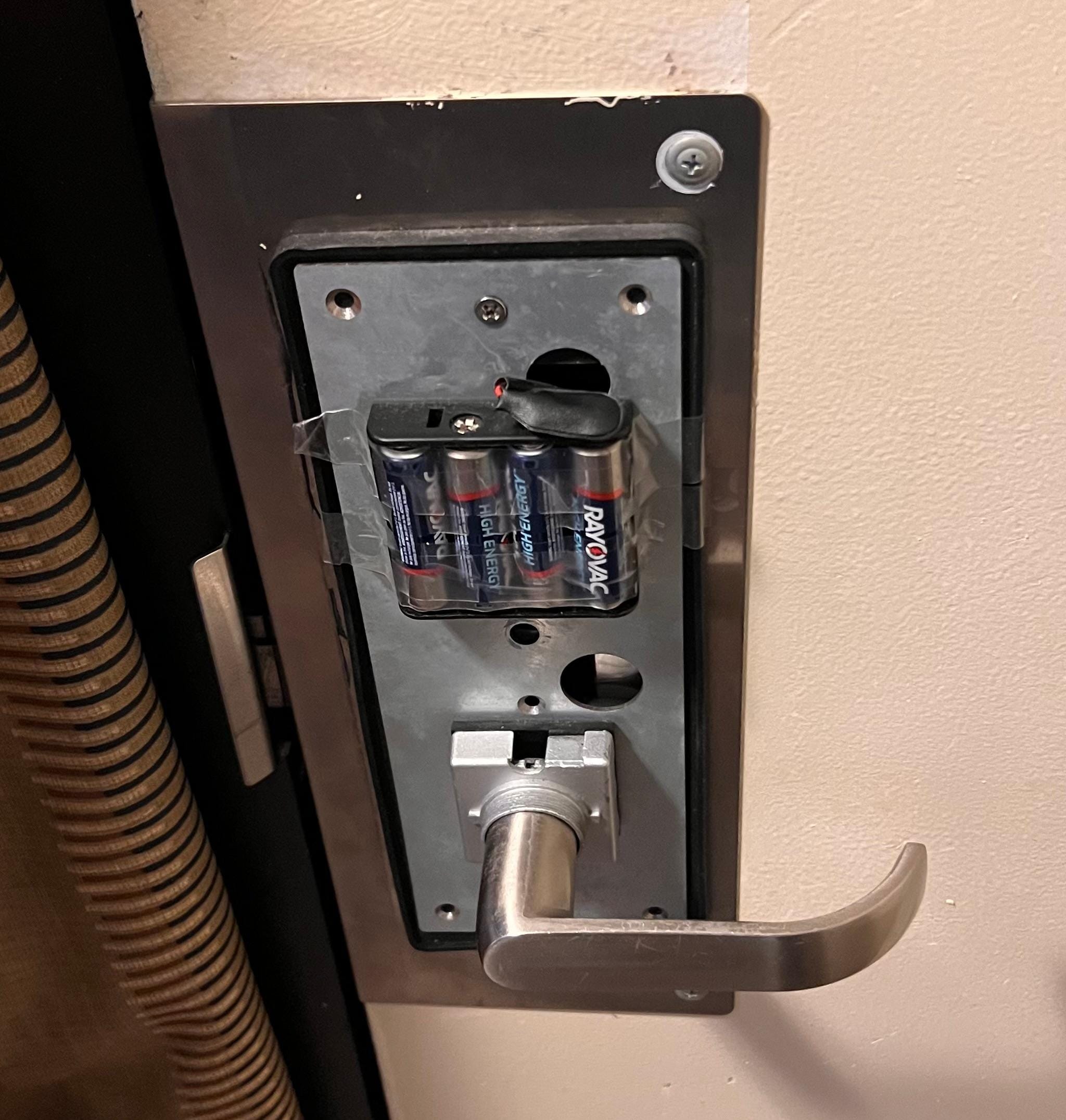 This is the lock on the door . 