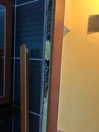 Door frame fallen away could have injured our granddaughter