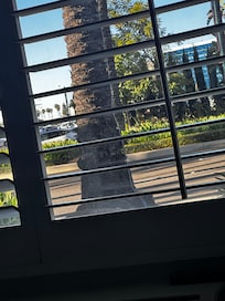 Right across the street from down town disney parking lot. and nice wood blinds.