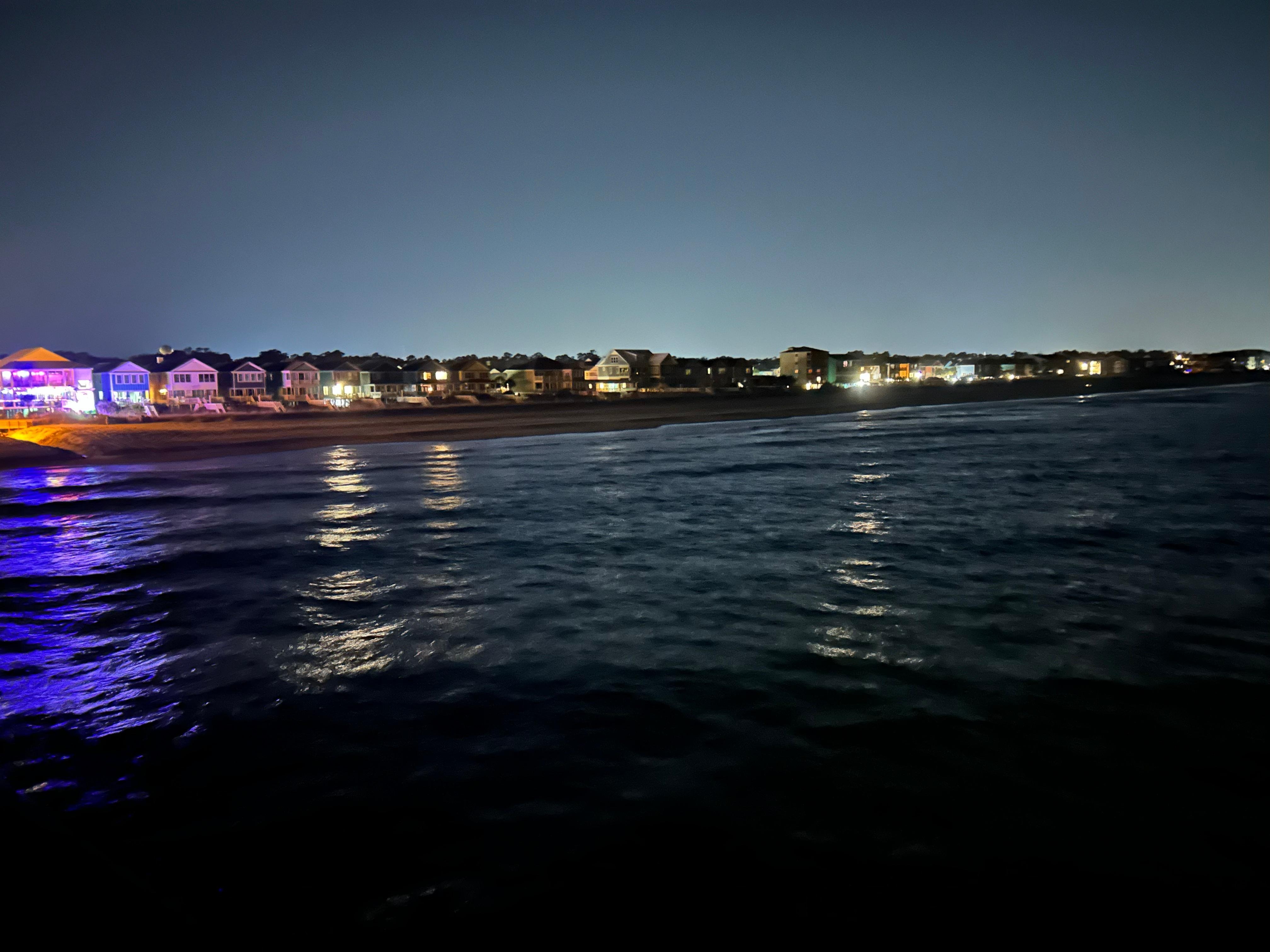 The beautiful night ocean from the pier next door