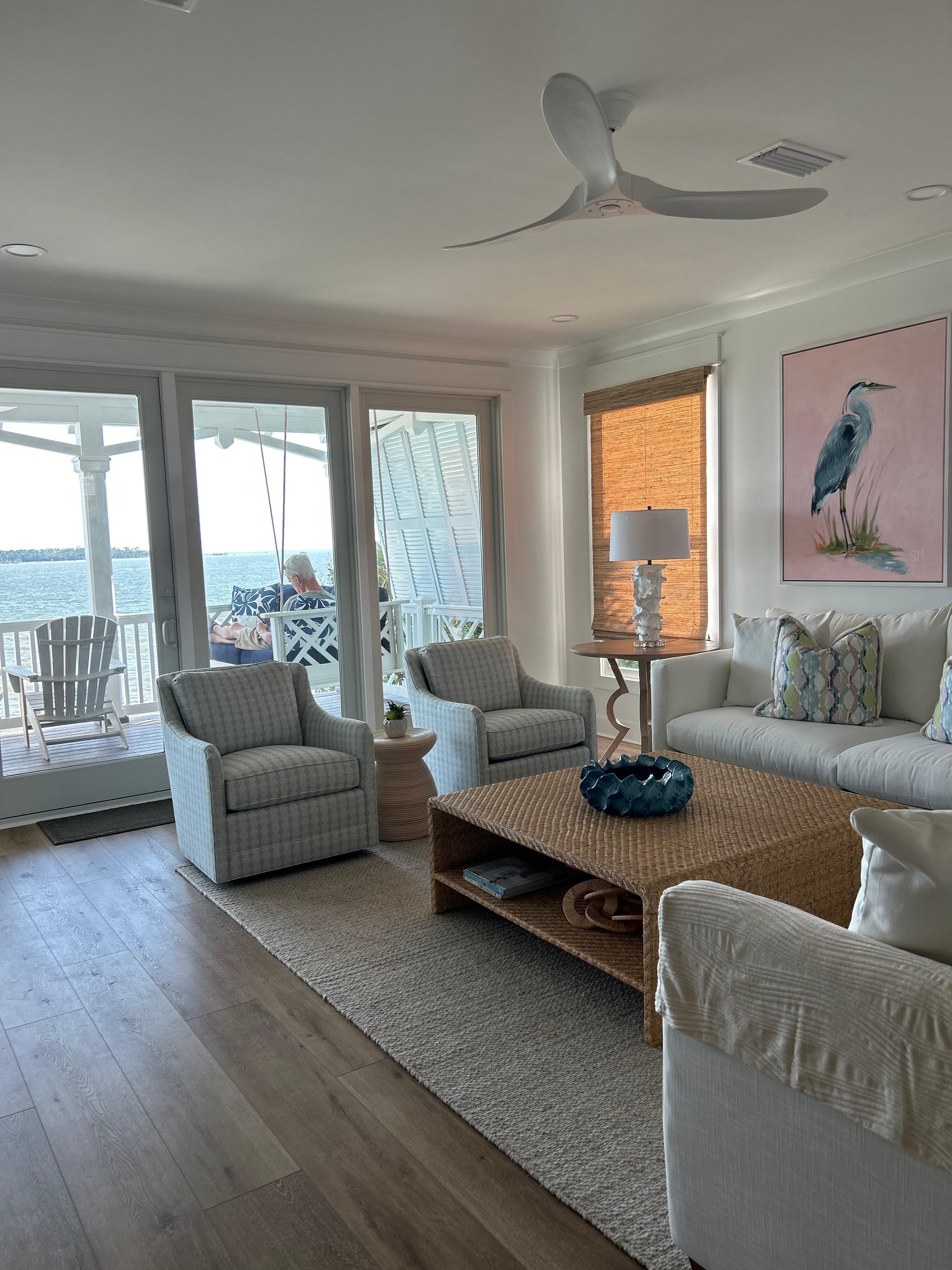 Serenity inside and out. We loved lazy days and ocean breezes on the oversized porch swing!