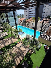 View of the pool from balcony