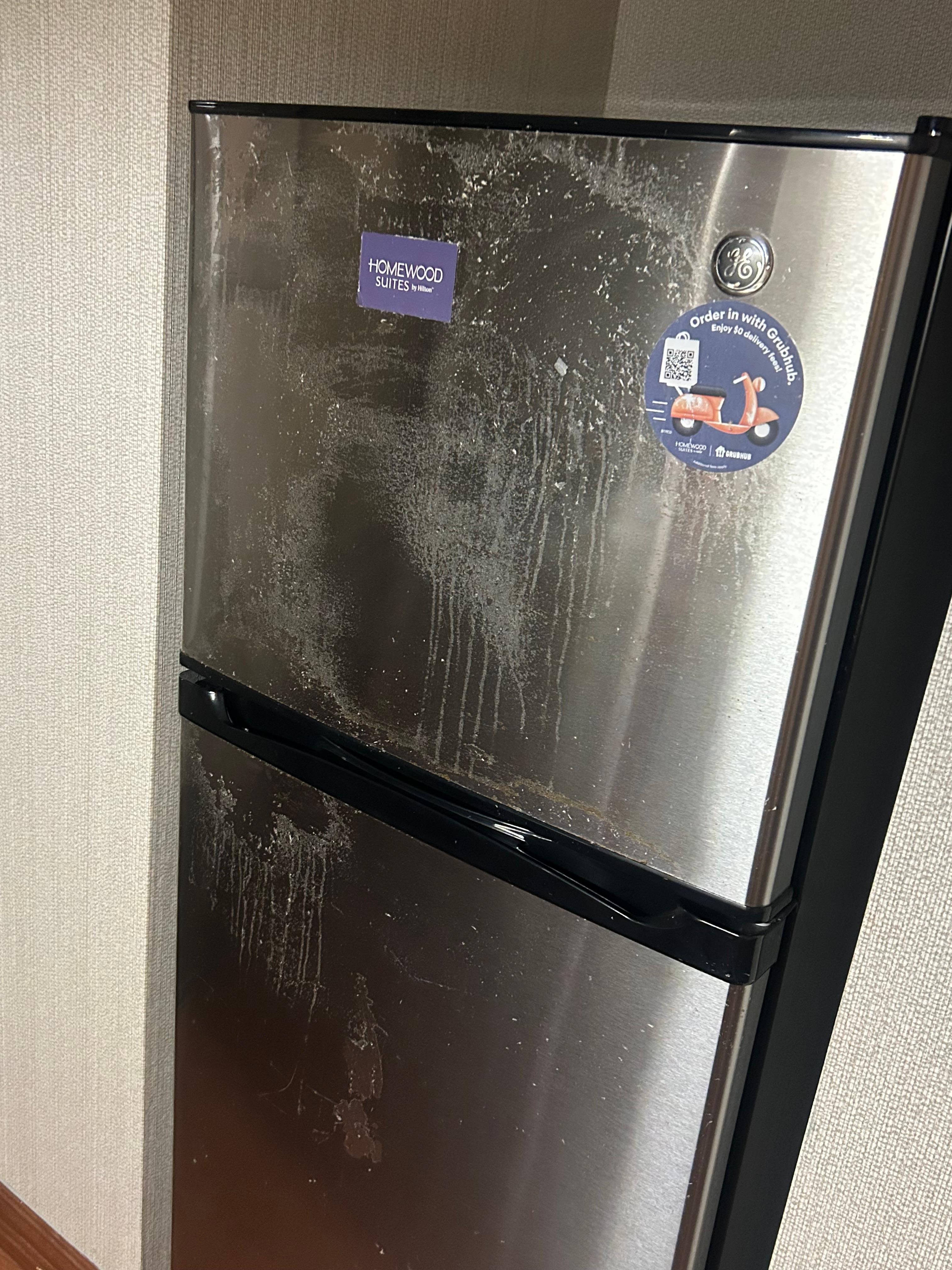 Fridge surface destroyed.