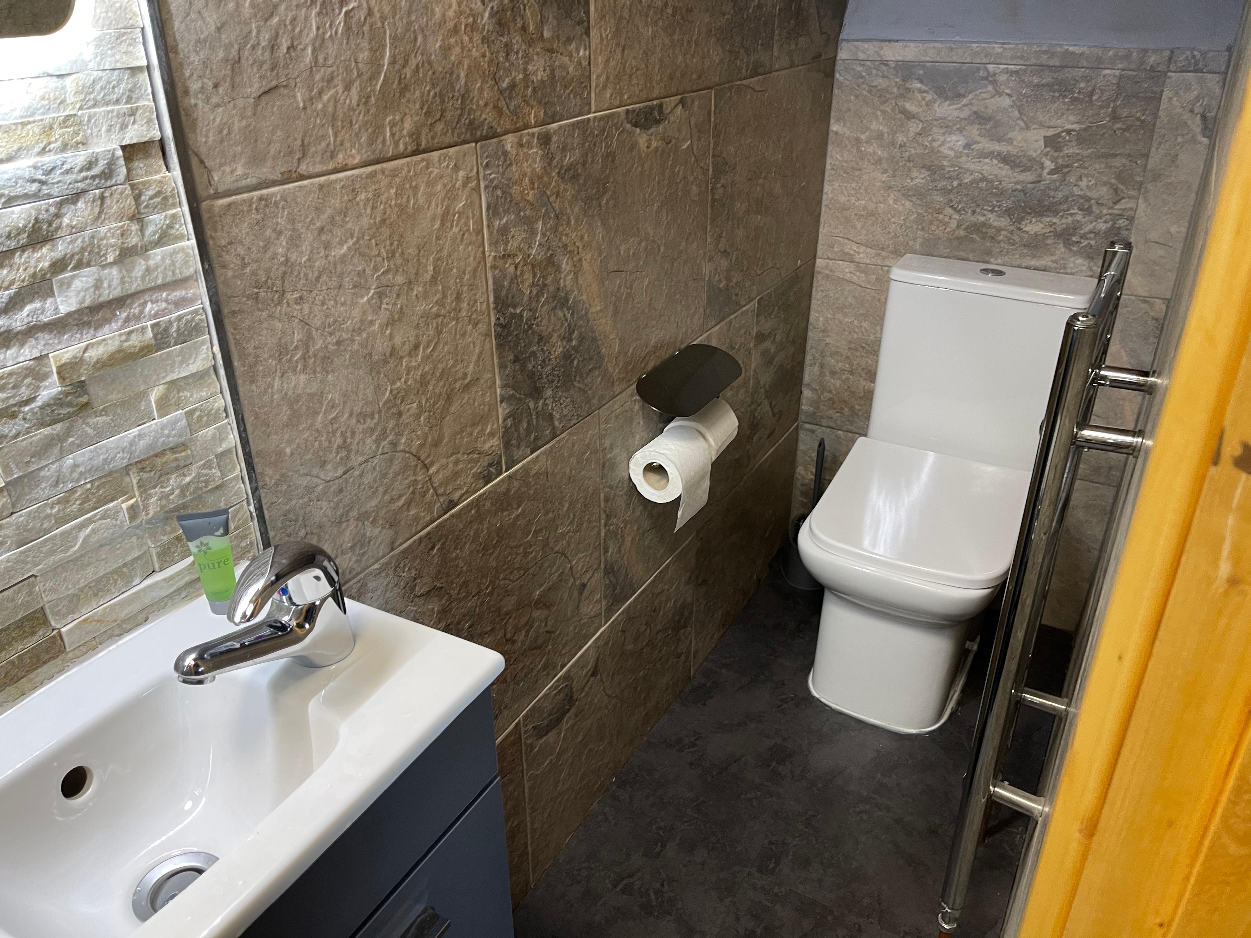 Tiny narrow bathroom