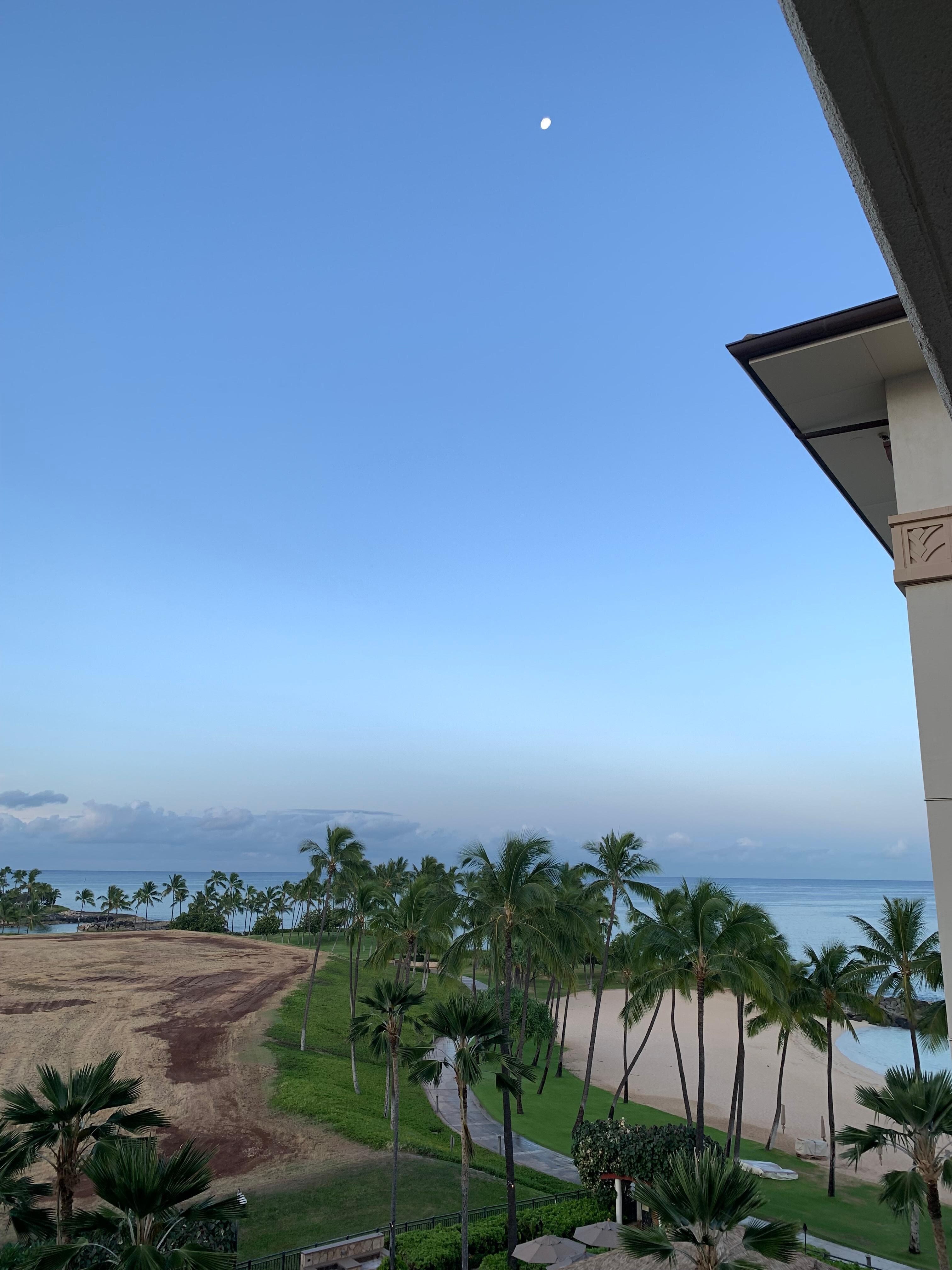 Sunrise (behind us) from the balcony. 