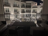 Balcony looking into courtyard.