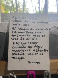 Sign posted inside home.