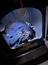 Only towels in the house were wet and stinky in the dryer.