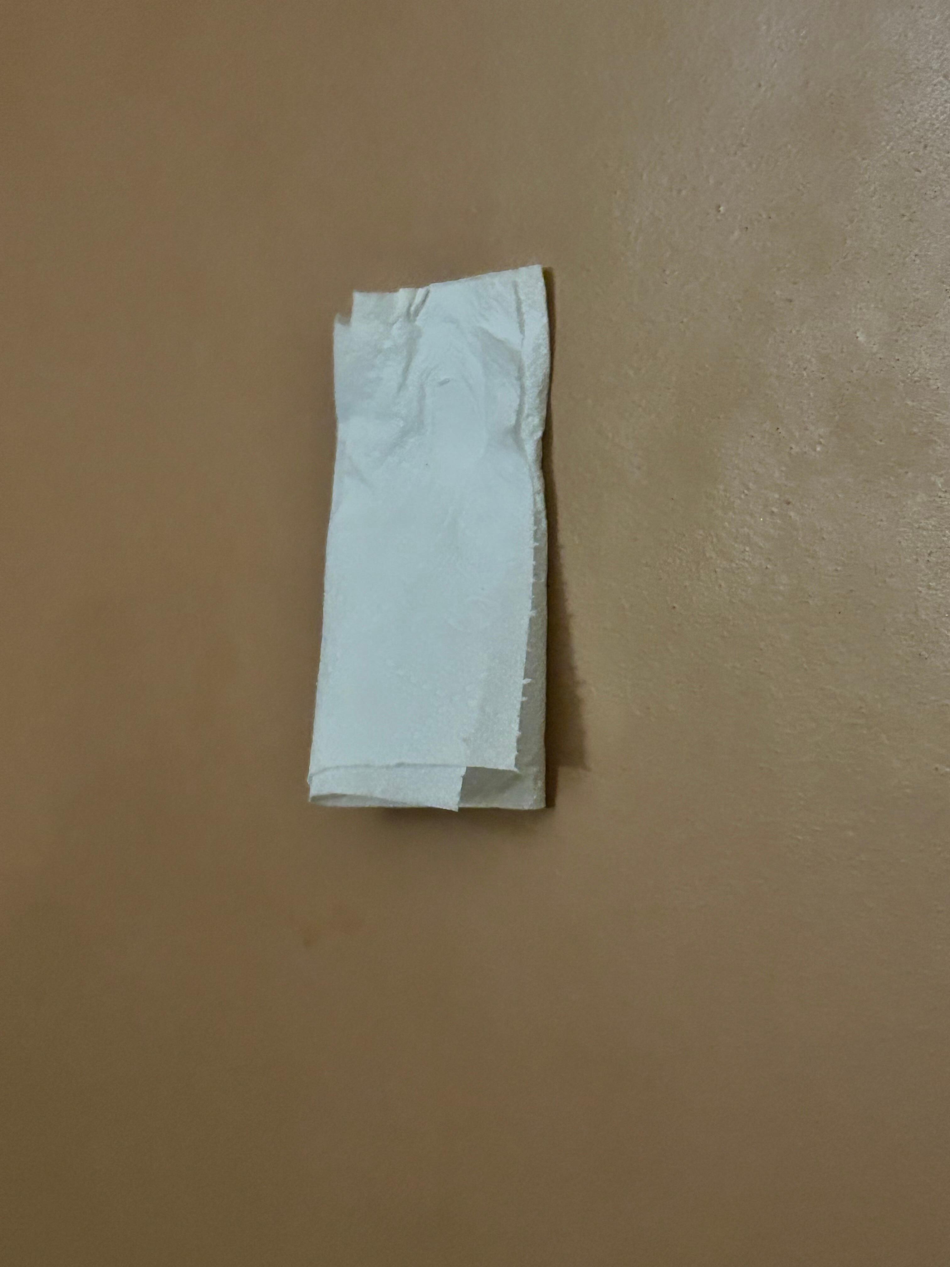 Peephole covered by toilet paper