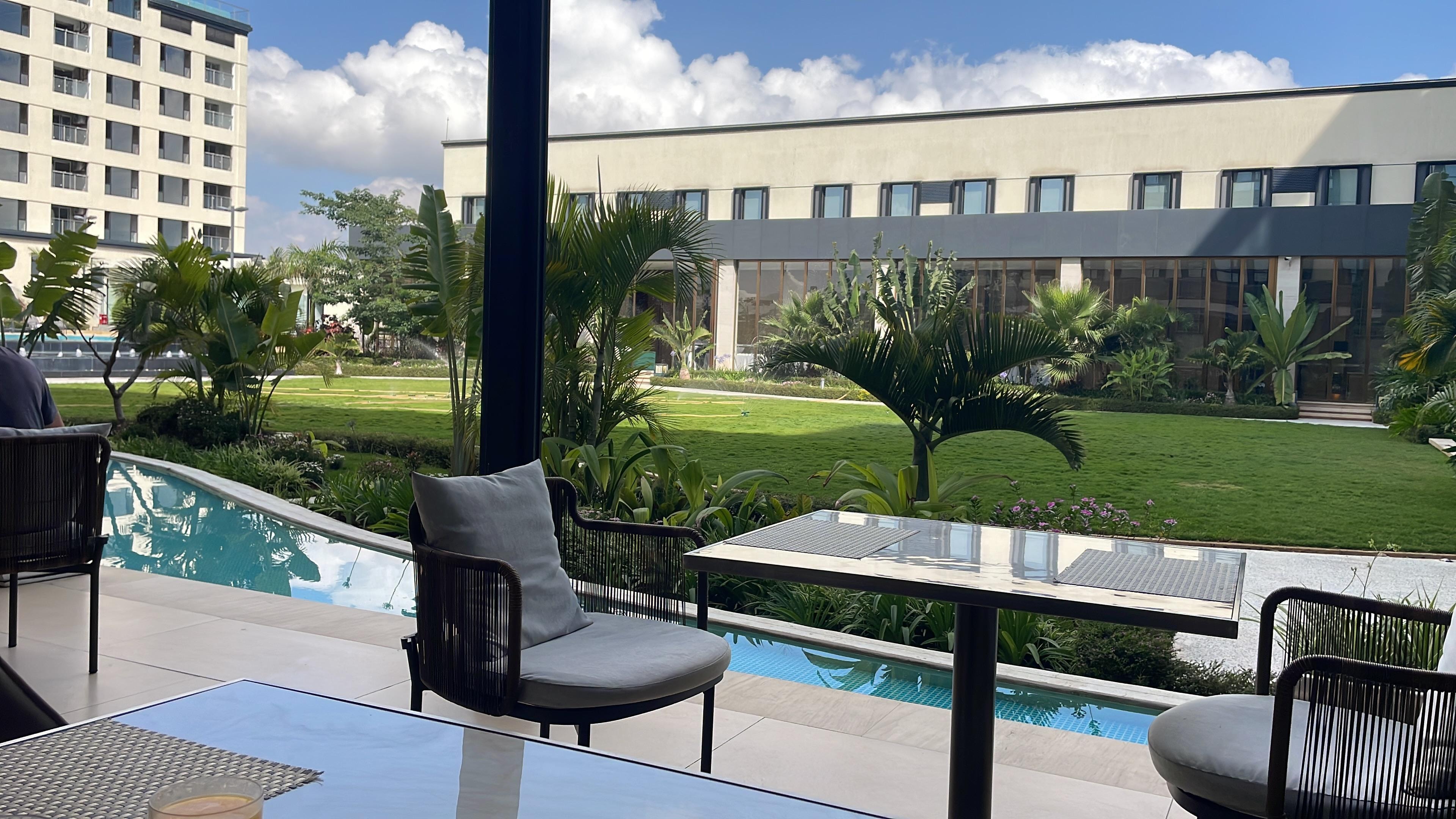 Outdoor seating for  meals