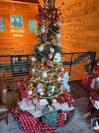 All 8 of us sat around the tree to open presents!