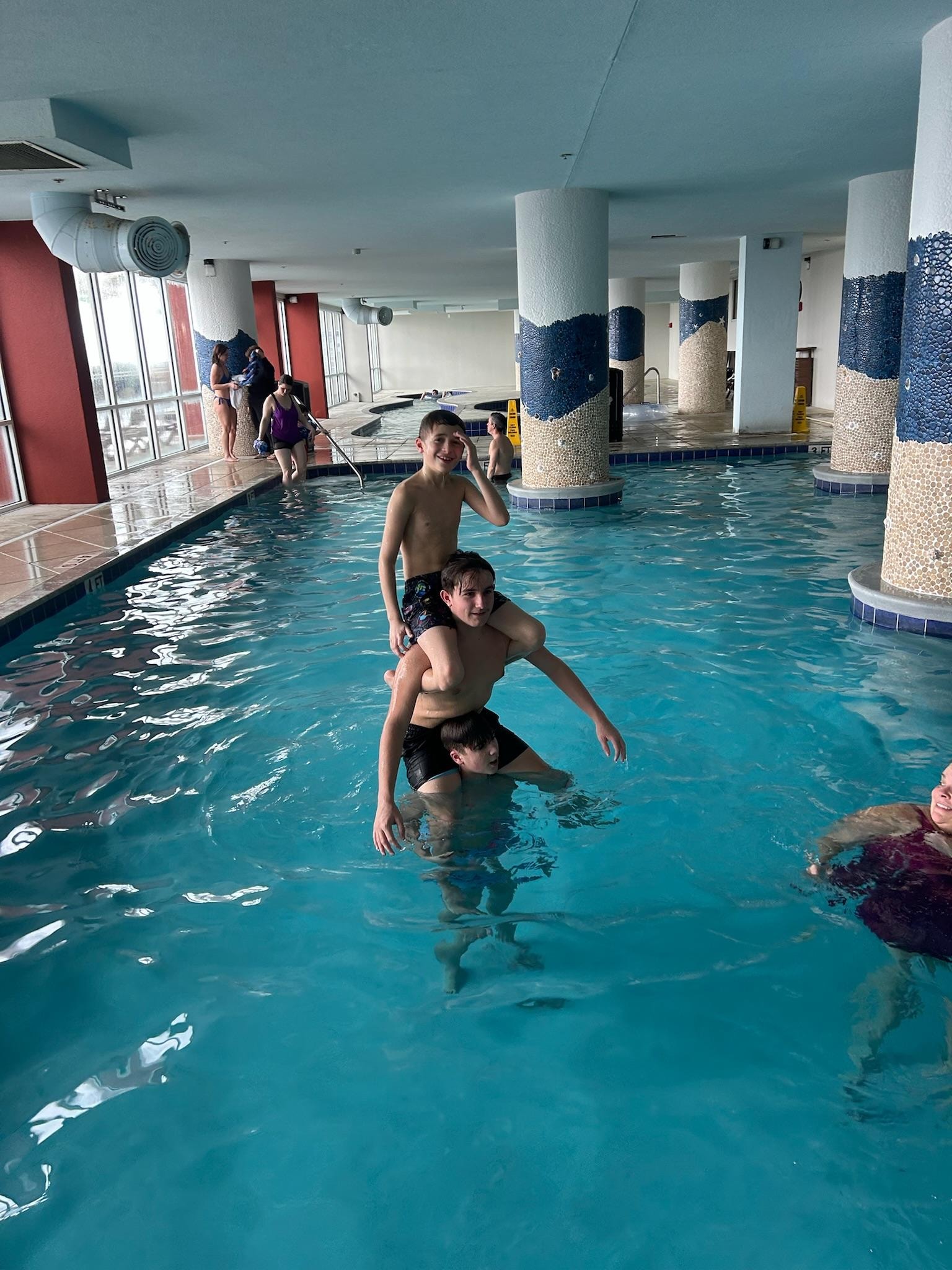 Inside heated pool