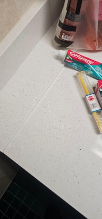 The water on the counter