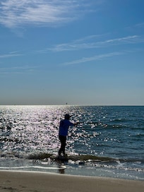 Fishing from beach.