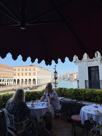 View from breakfast - which was homemade - the owners wife made all the pastries and he made eggs to order!