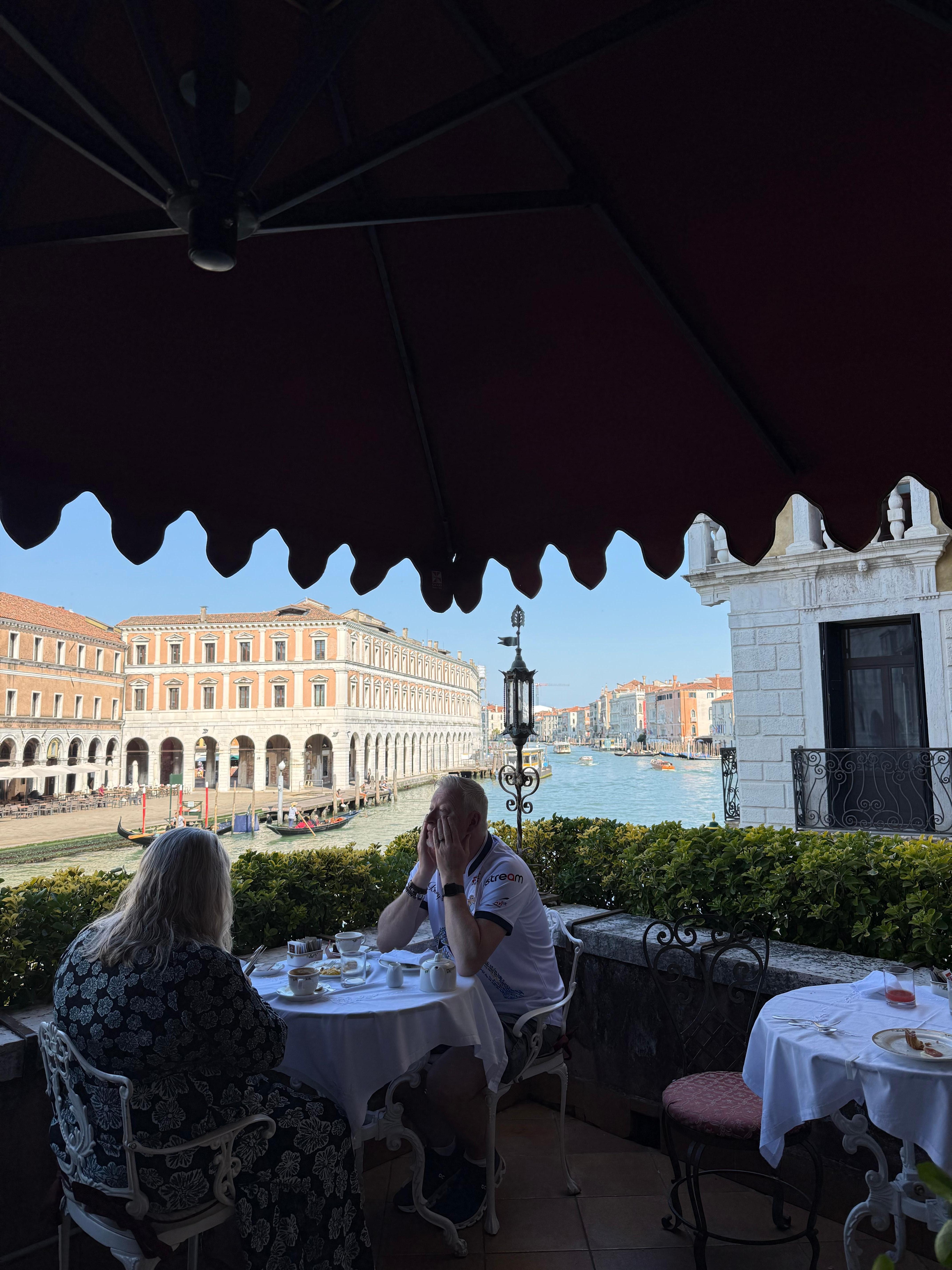 View from breakfast - which was homemade - the owners wife made all the pastries and he made eggs to order!