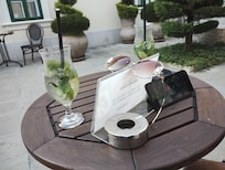Our own part of the courtyard to enjoy the sun & drinks