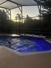 Lights in the pool at night (it’s also heated upon request!)