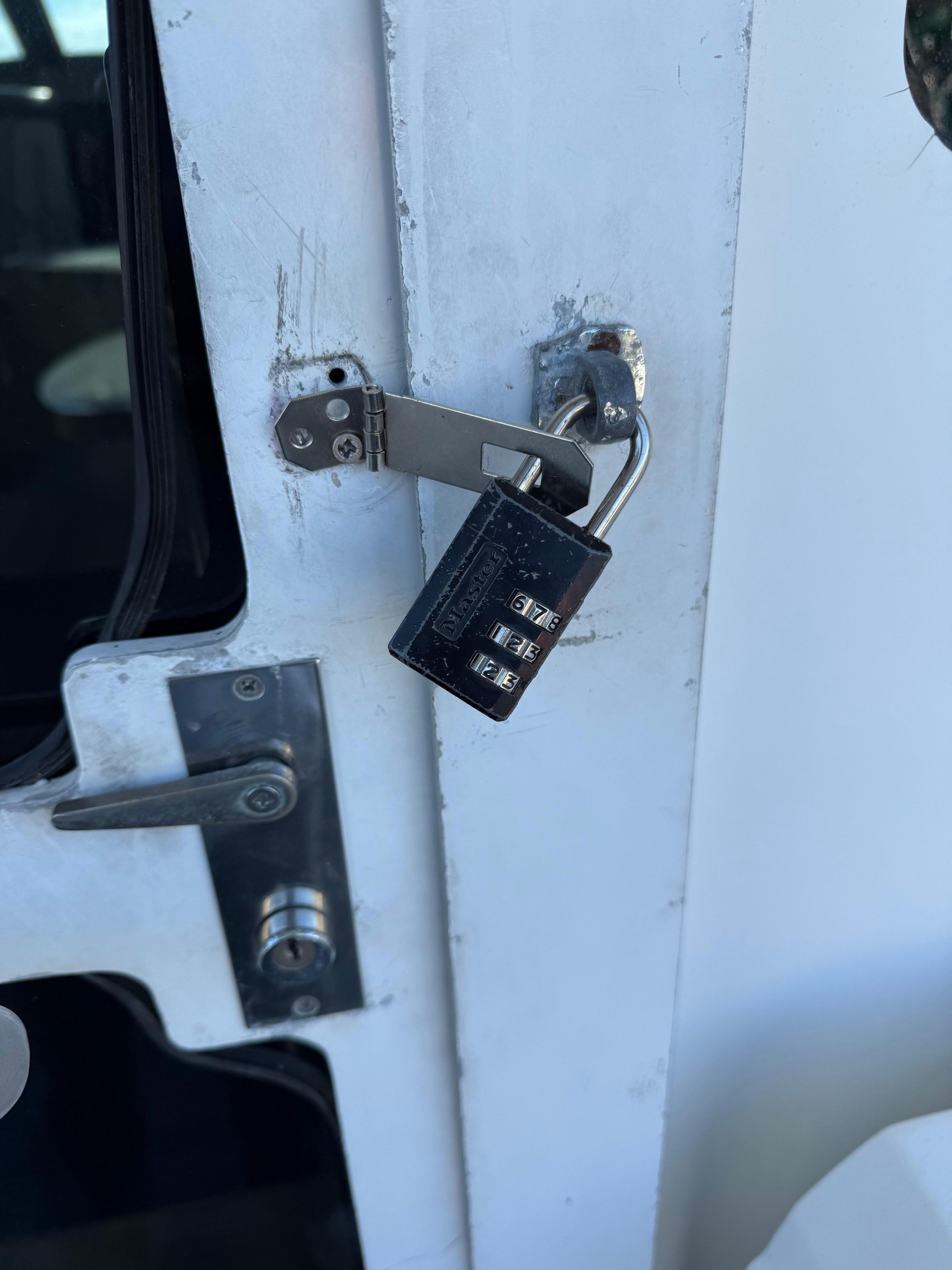 Only lock on the boat is one screw away from falling off