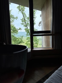 Utsikten från sängen med morgonkaffet