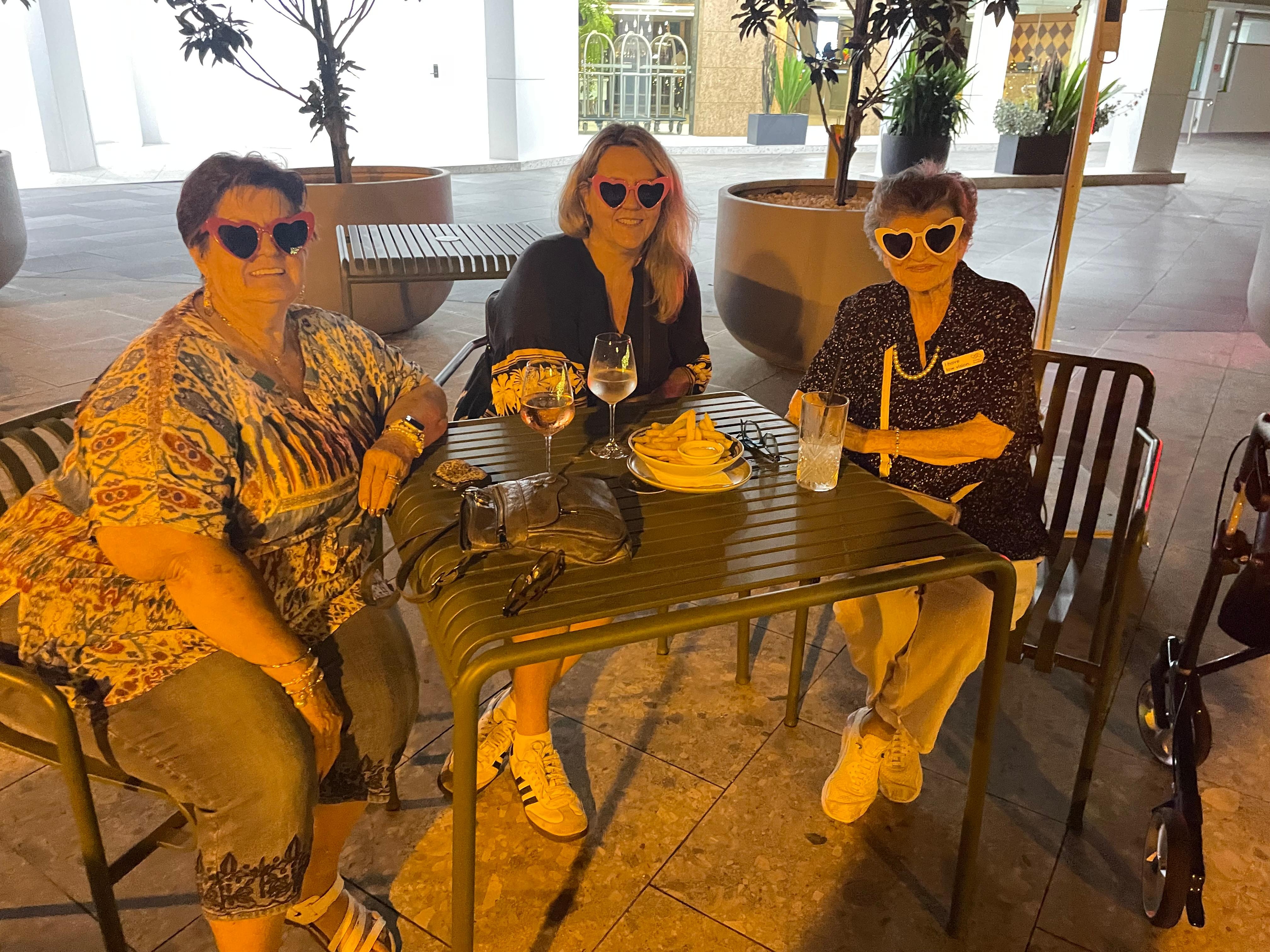 Sitting having a drink before we went to our room