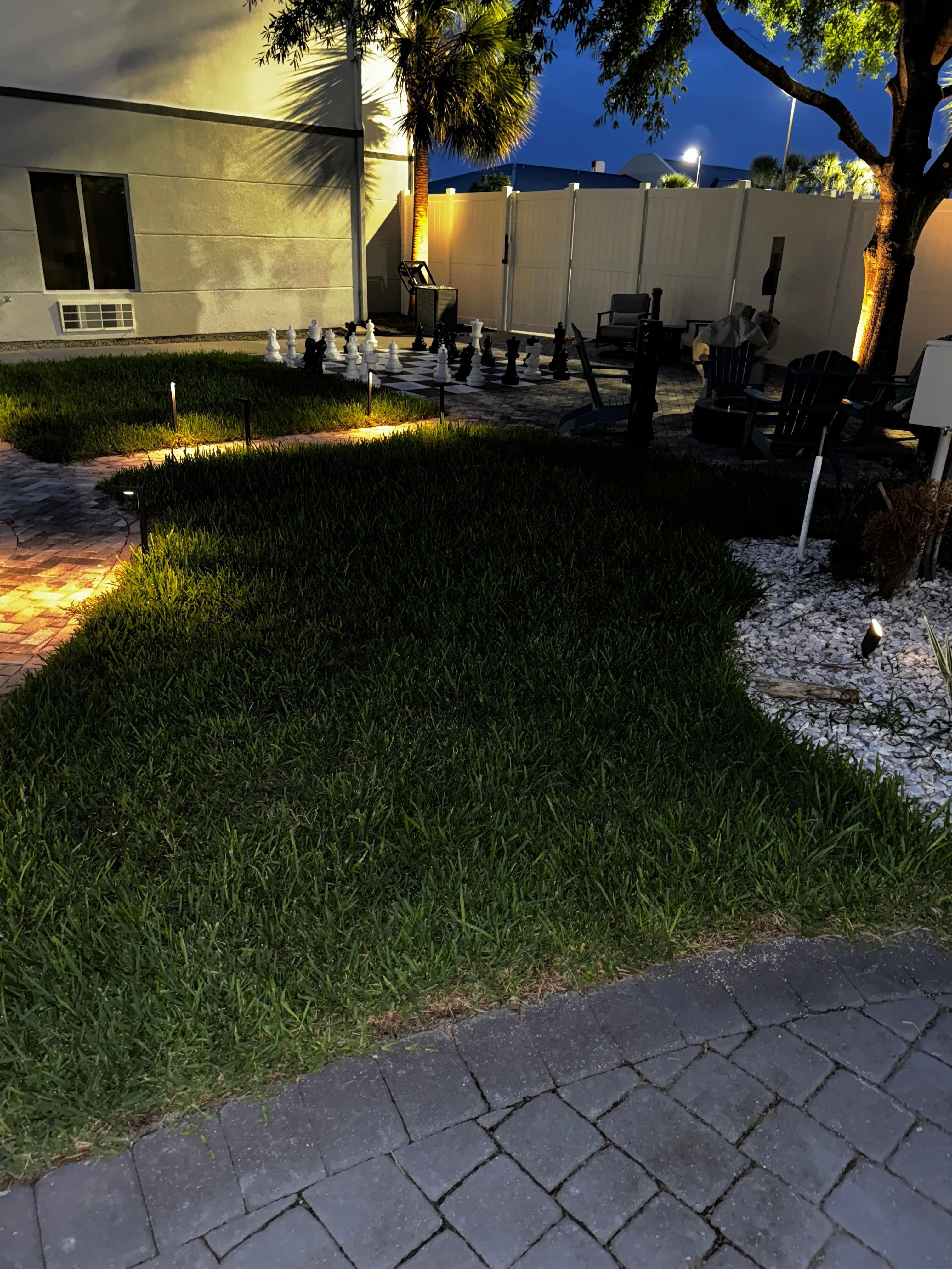 Overgrown landscaping, poor lighting