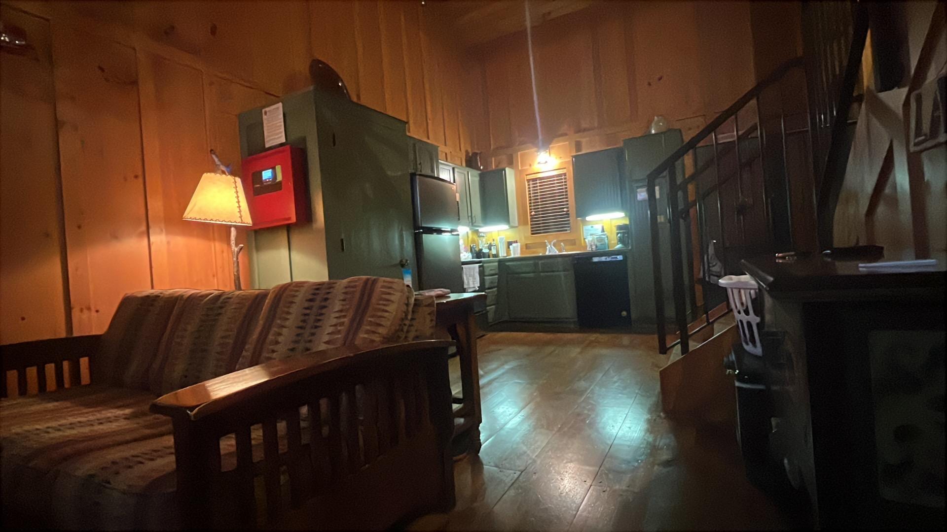 Living room looking into the kitchen