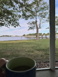 Early morning coffee from the rear porch.