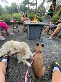 Enjoying a fire as the sun was setting