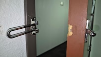 Looks like someone broke in before, a piece of the door is missing