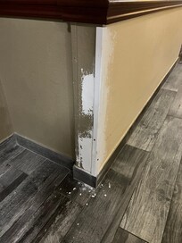Wall in hallway outside room
