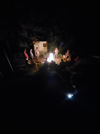 Sitting around the fire pit