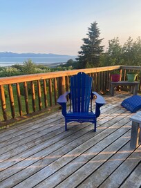 This chair is waiting for you to relax with a beverage.