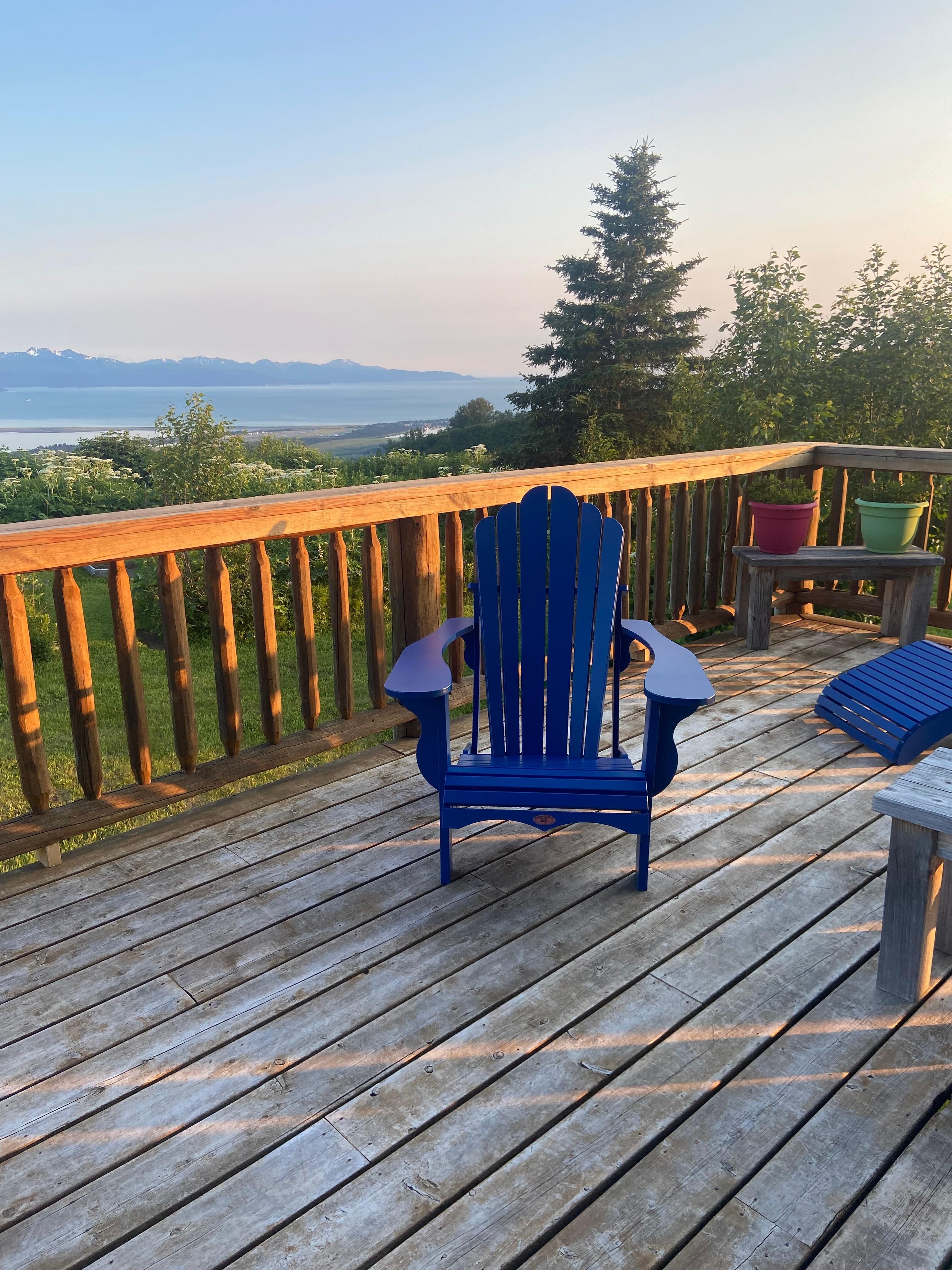 This chair is waiting for you to relax with a beverage. 
