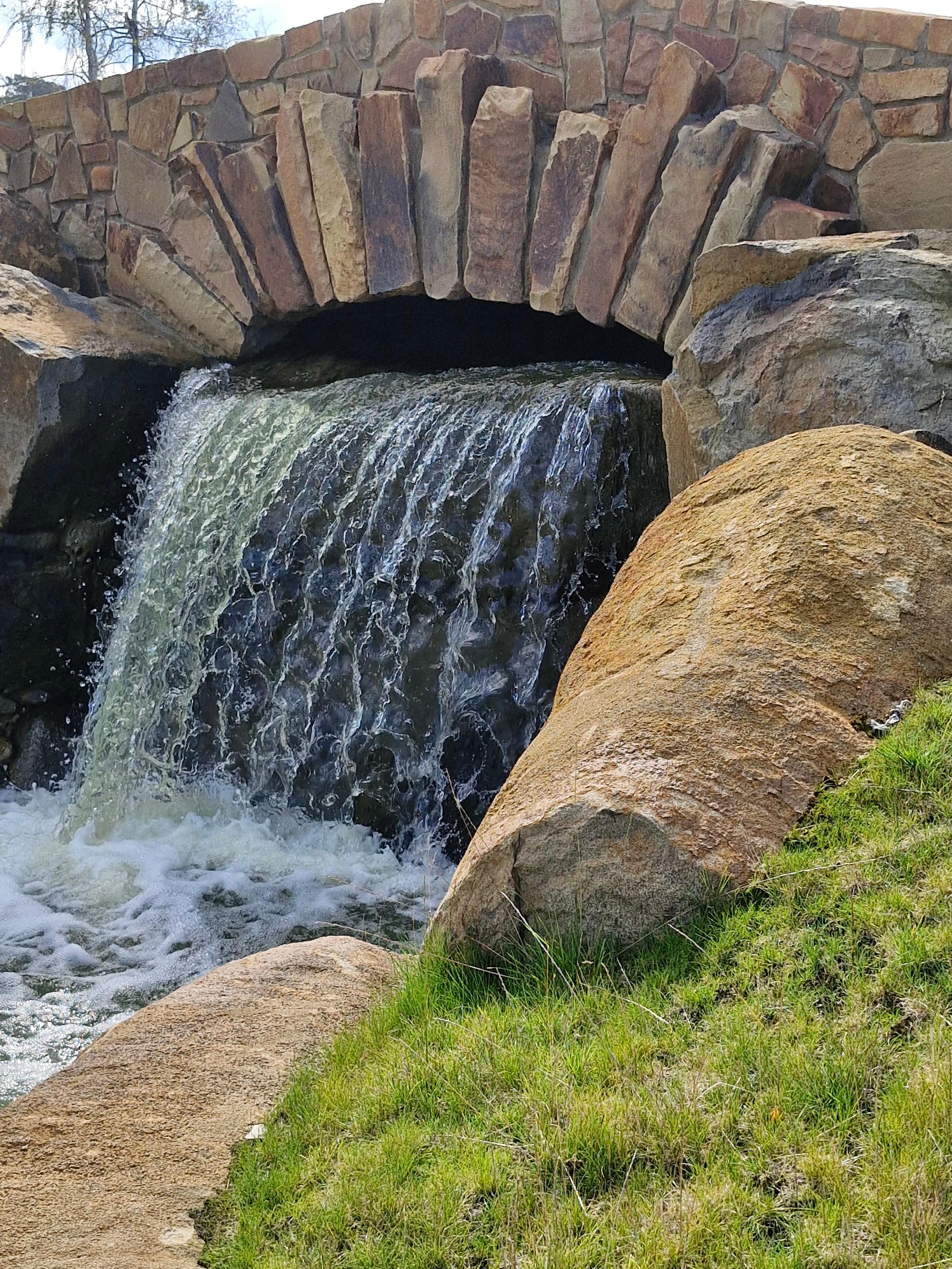 Beautiful waterfall on the green