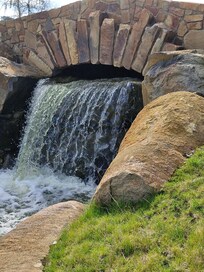 Beautiful waterfall on the green