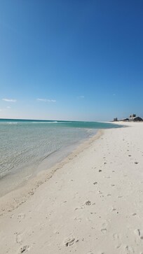Beach view in back of resort