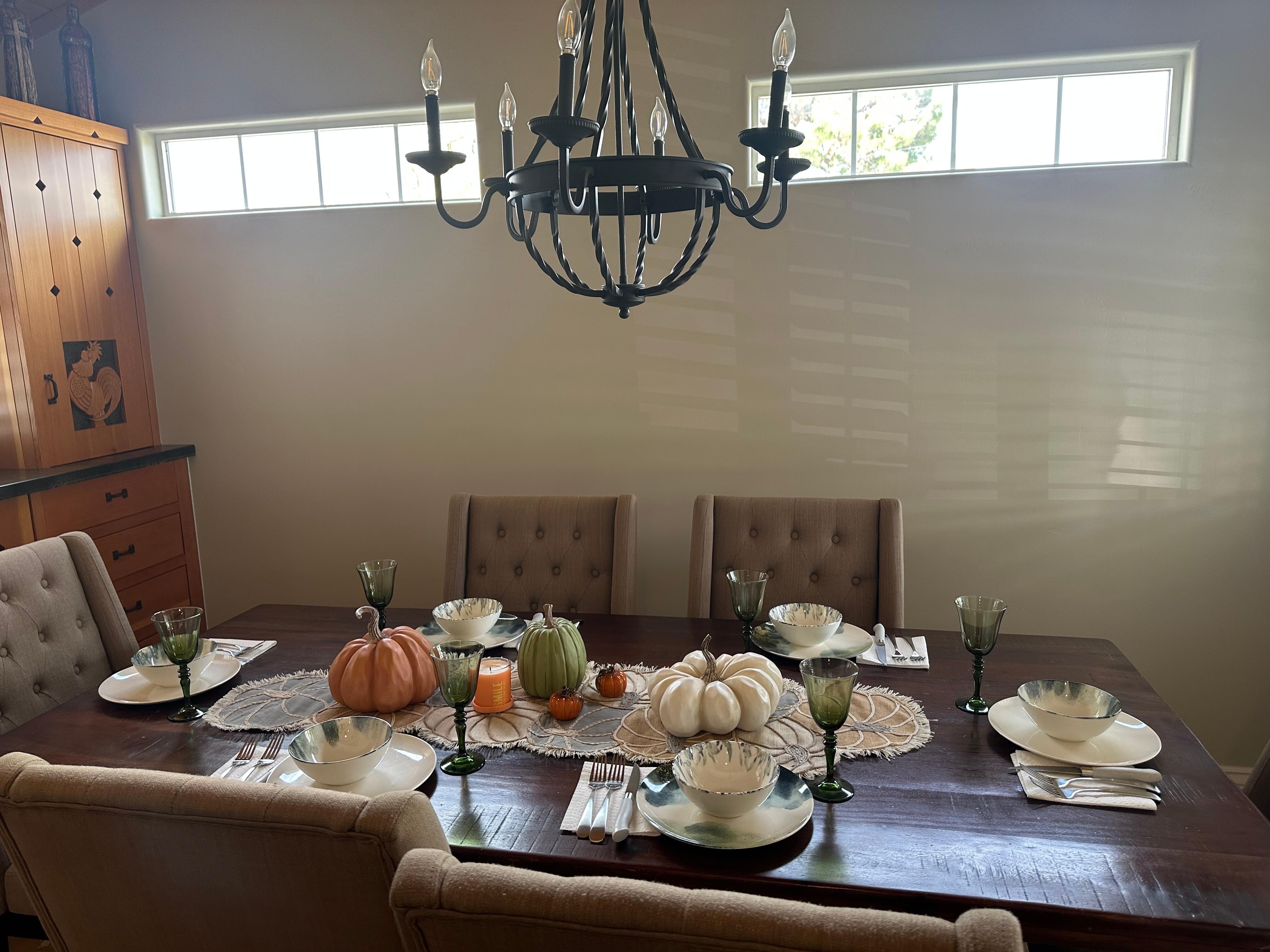 Beautiful custom made table set for dinner.