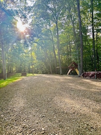 Children’s playground and horseshoes out front or nice