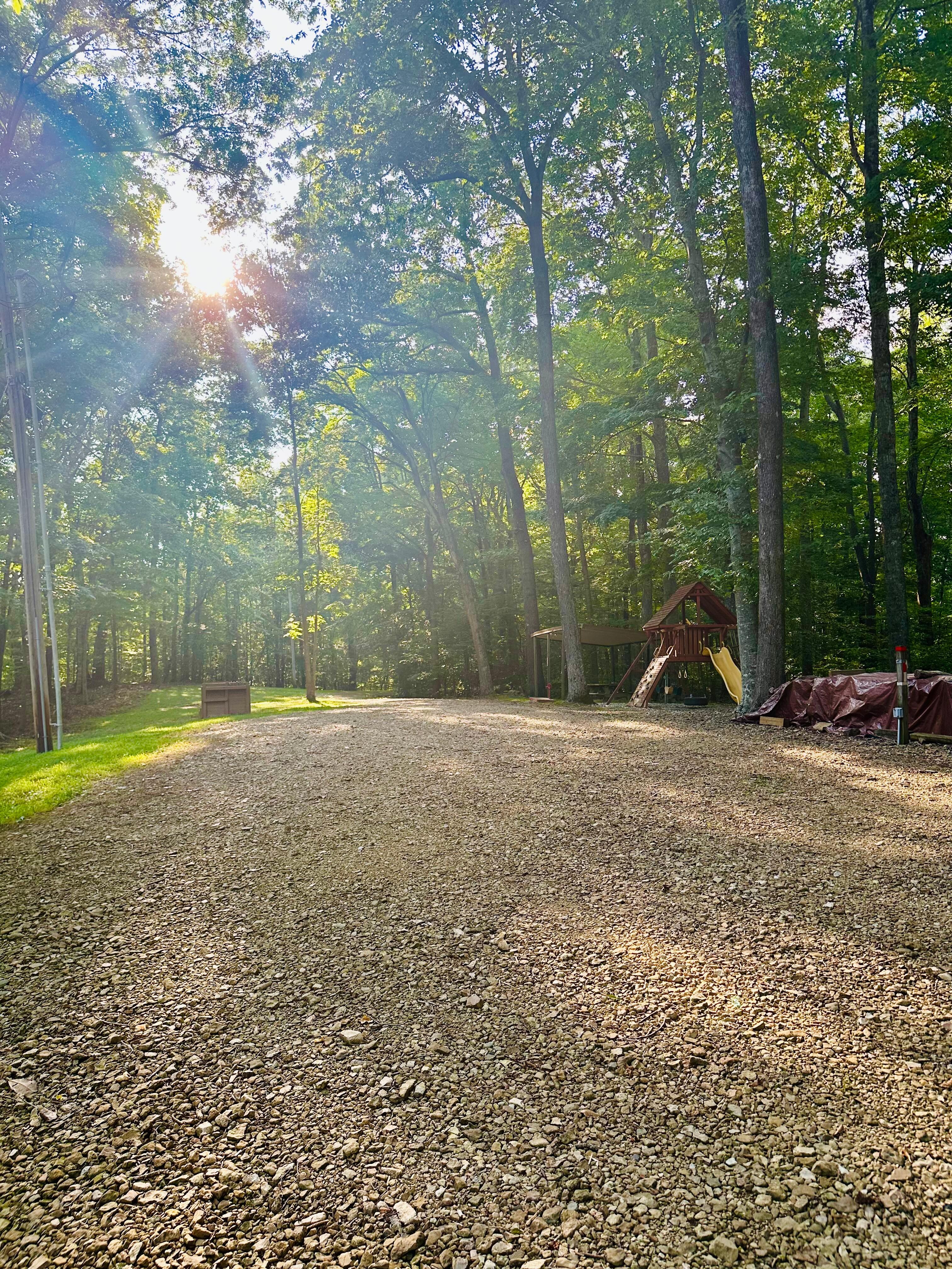 Children’s playground and horseshoes out front or nice