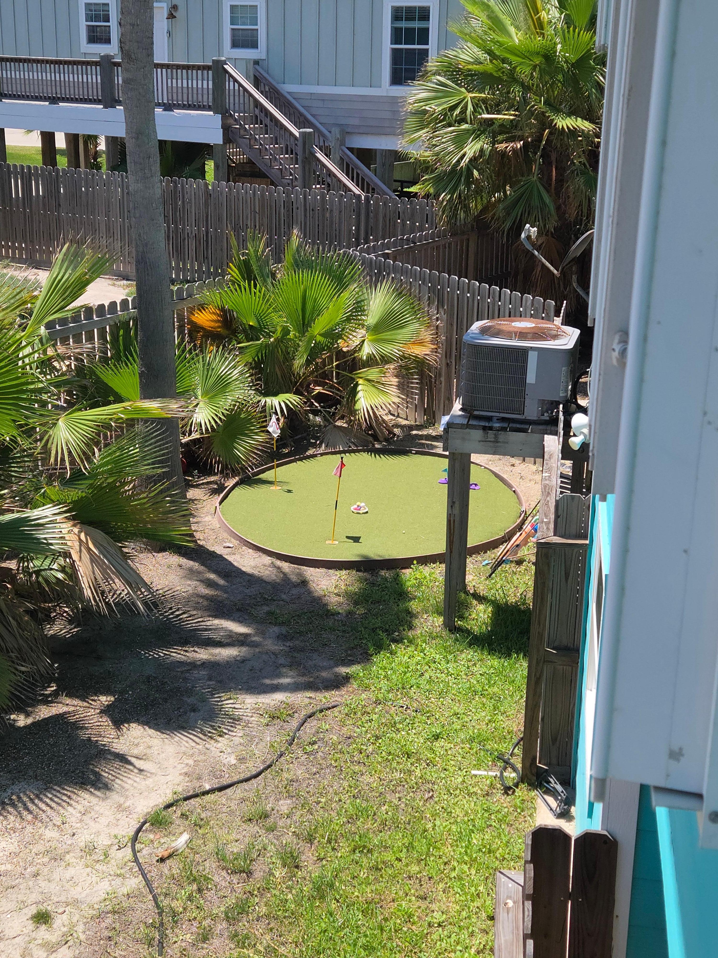 The fun the mini golf set up was a hit with our grandson.