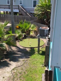 The fun the mini golf set up was a hit with our grandson.