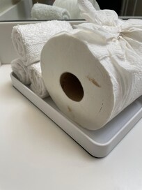 Water stained and dirty TP roll (with decorative flower??)